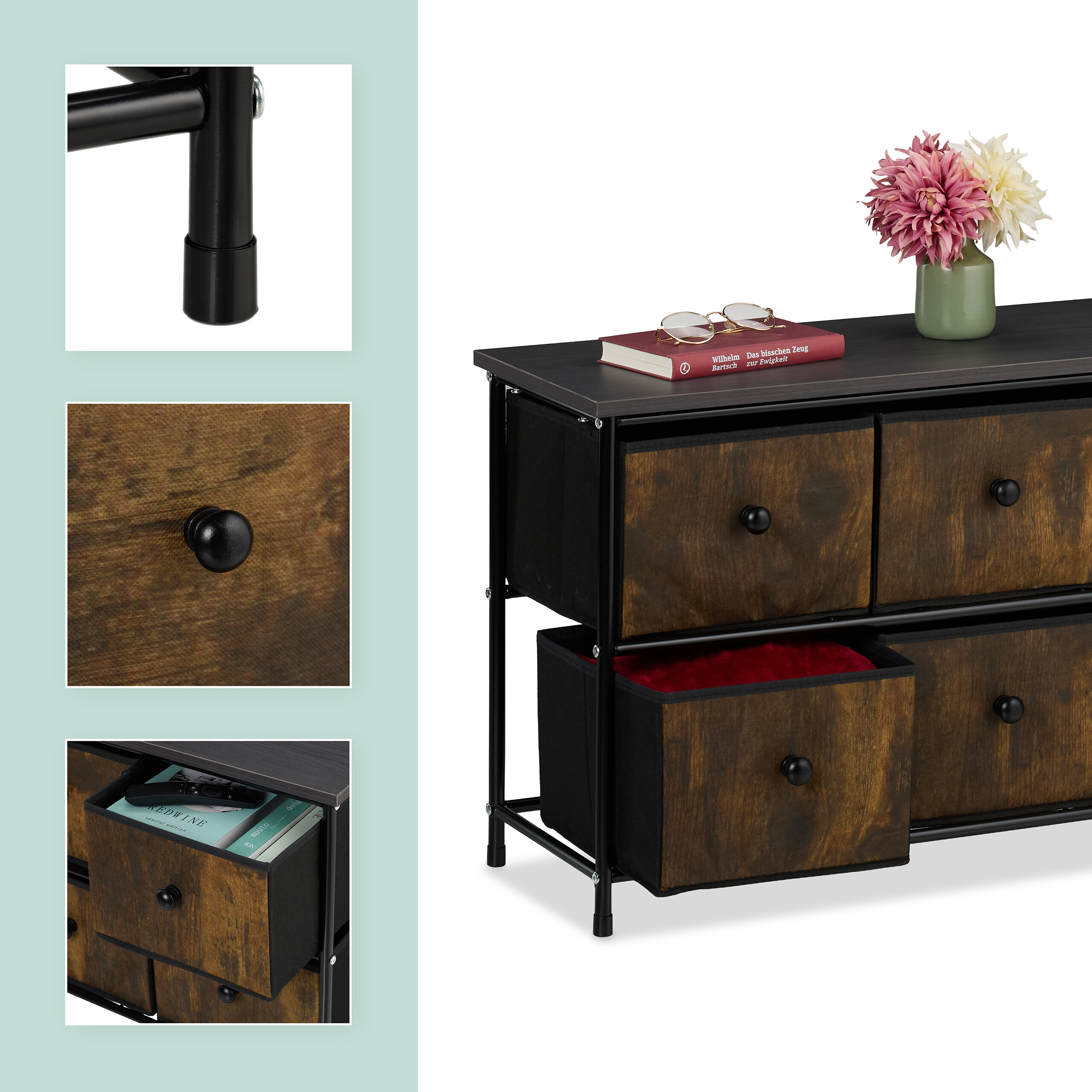 Sideboard Kommode Schubladenschrank Textilkommode Flurkommode mit Schubladen
