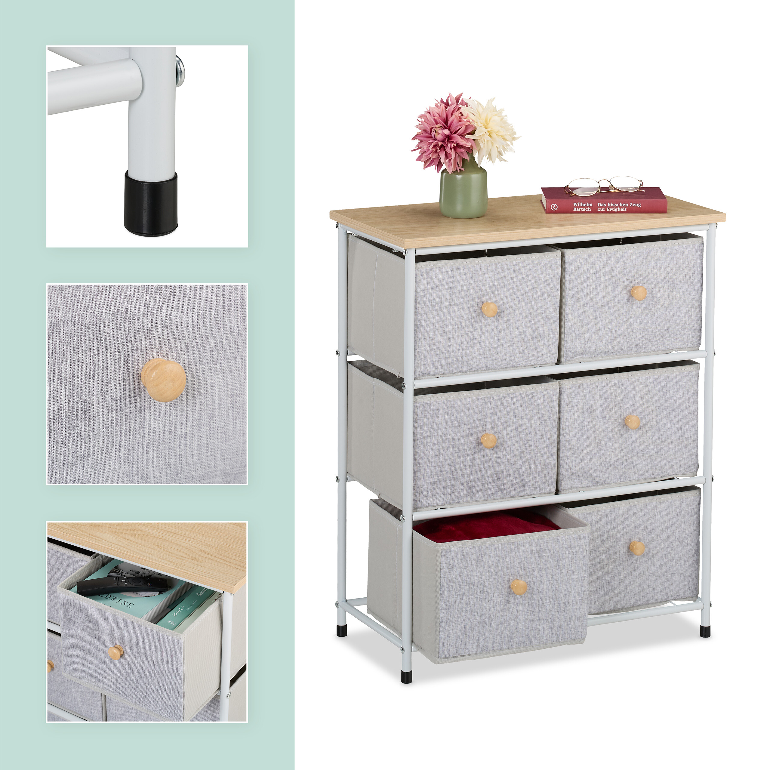 Kommode Sideboard Schubladenschrank Textilkommode Flurkommode mit Schubladen
