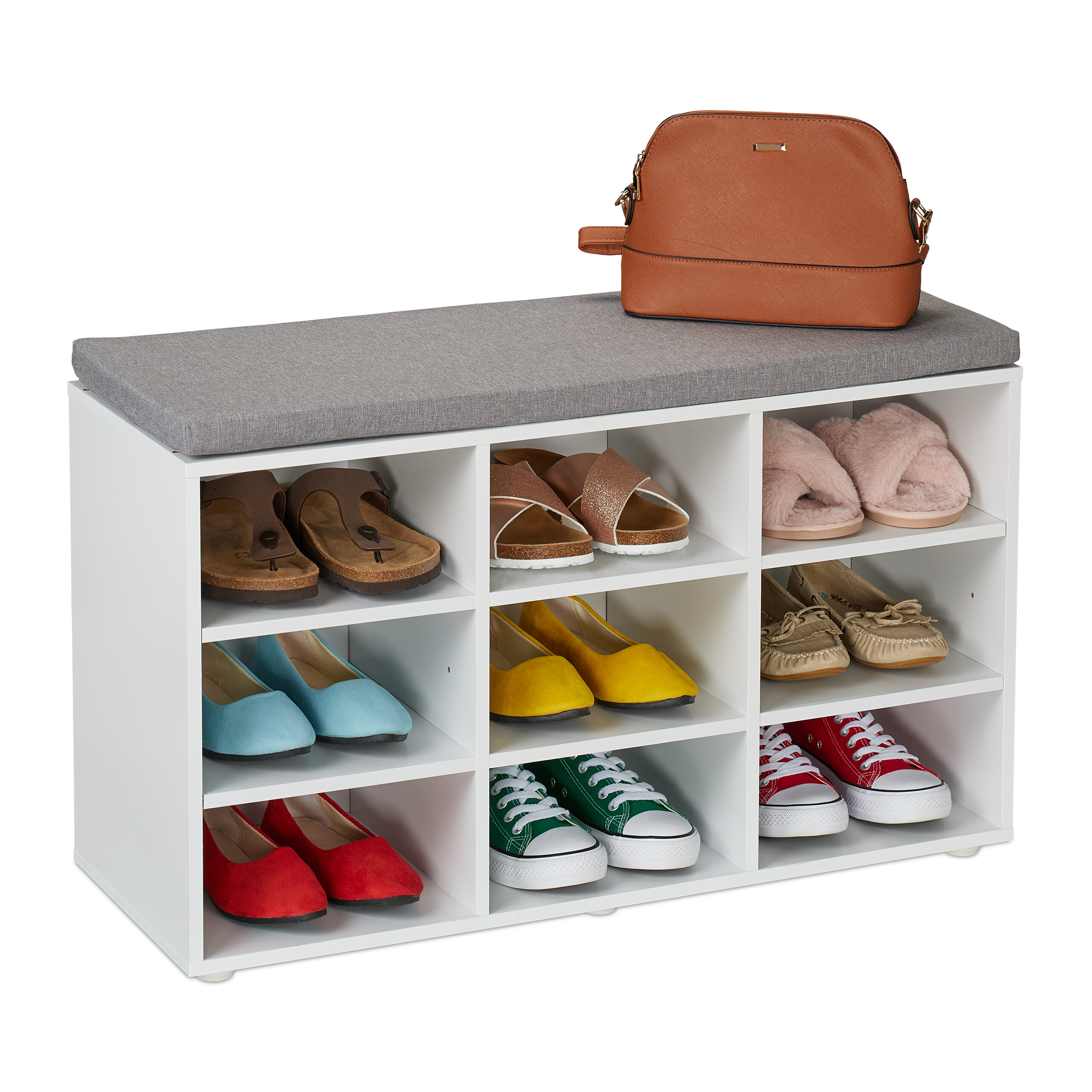 Schuhbank Sitzbank Schuhregal Garderobenbank Sitzkommode Flurmöbel Schuhe - Bild 4 von 19