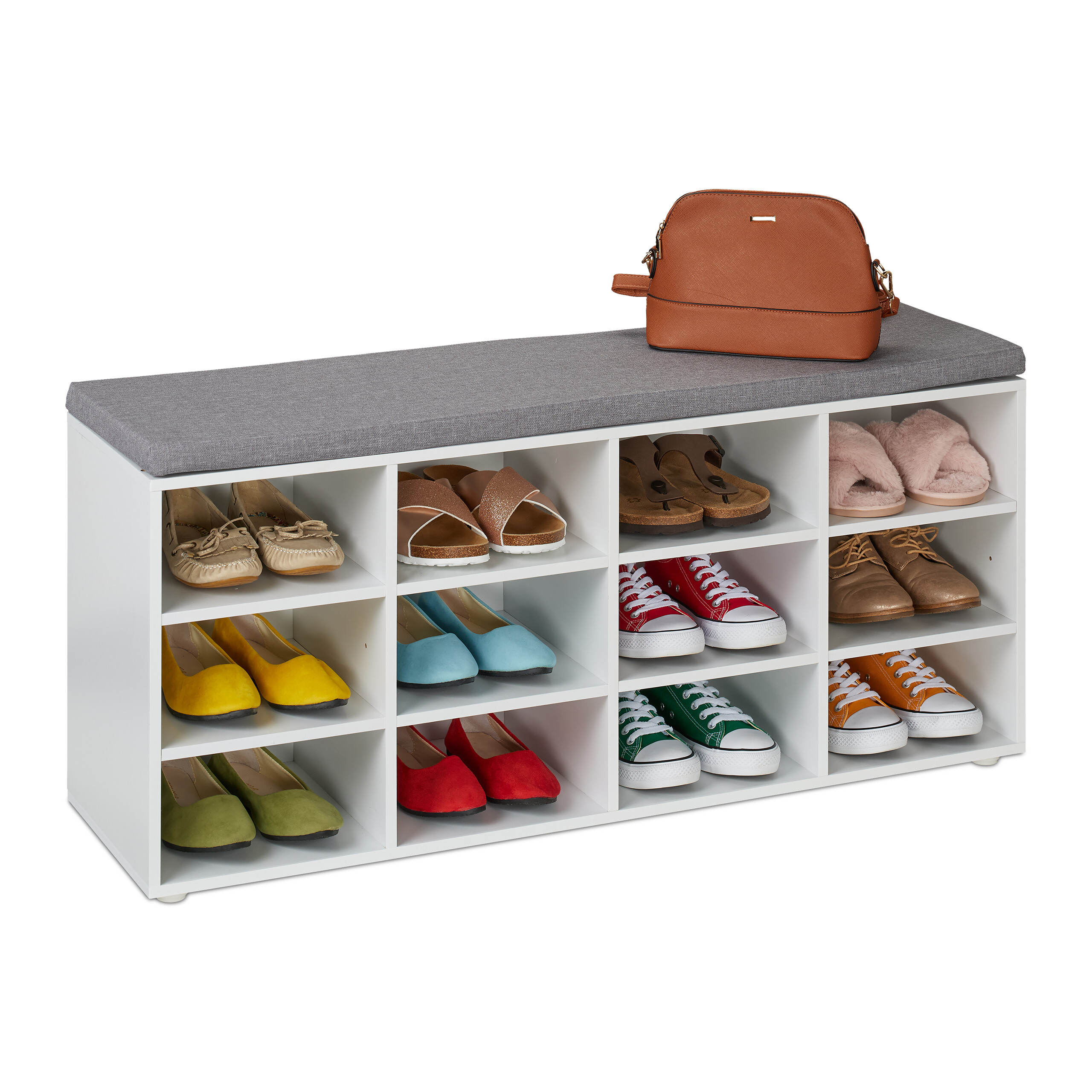 Schuhbank Sitzbank Schuhregal Garderobenbank Sitzkommode Flurmöbel Schuhe - Bild 12 von 19