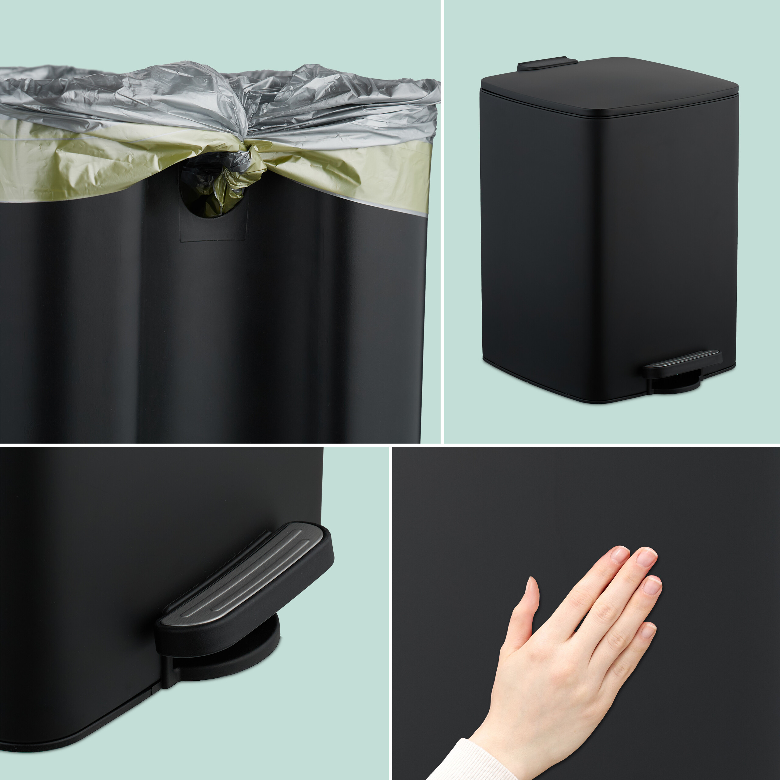 Cubo basura cocina 20L litros Papelera cocina Papelera cocina Basura cuadrada - Imagen 5 de 16
