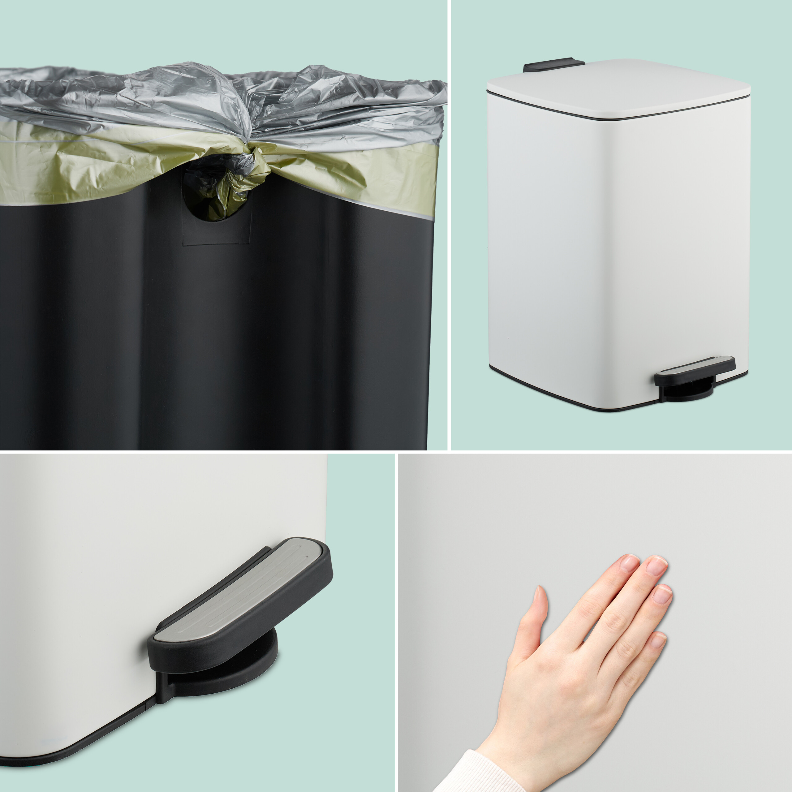 Cubo basura cocina 20L litros Papelera cocina Papelera cocina Basura cuadrada - Imagen 12 de 16
