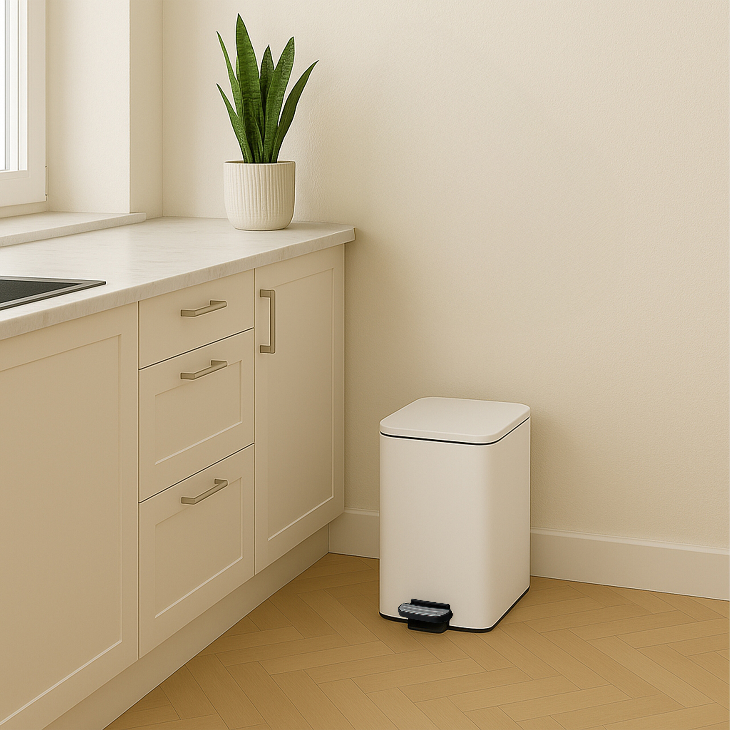 Cubo basura cocina 20L litros Papelera cocina Papelera cocina Basura cuadrada - Imagen 15 de 16