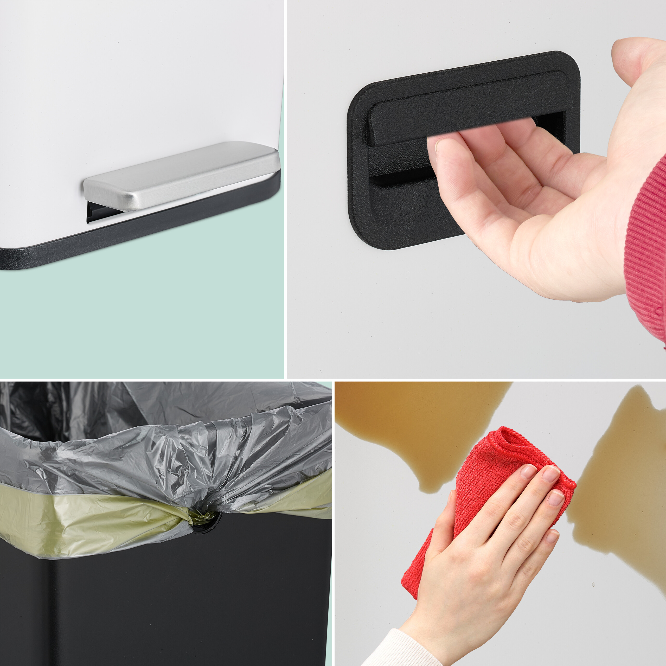 Cubo basura baño Papelera baño Papelera rectangular Bote basura con pedal 10 L - Imagen 13 de 24