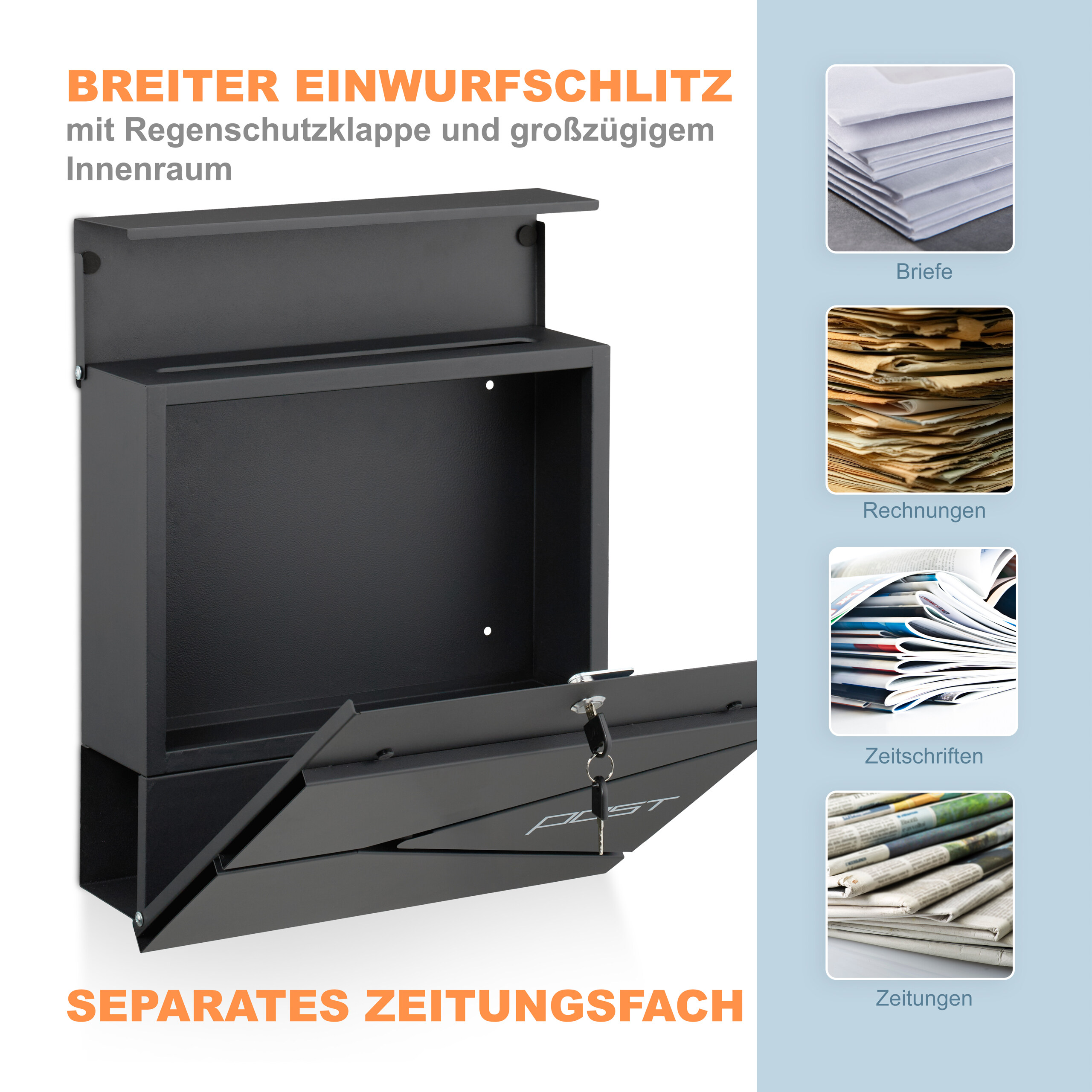 Briefkasten Mailbox Postfach Postbriefkasten Zeitungsfach Briefbox mit Design - Bild 25 von 27