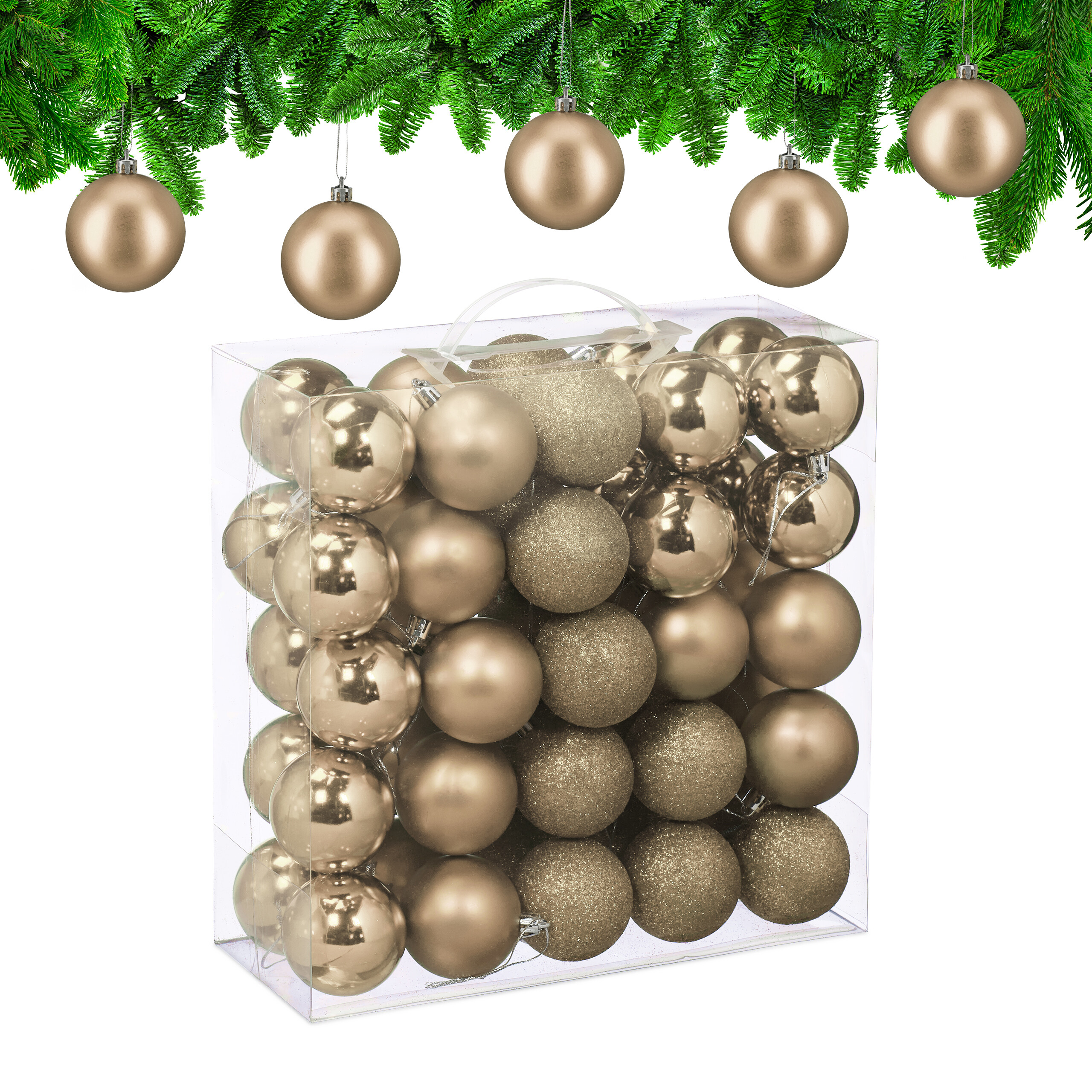 Weihnachtskugeln Tannenbaumdeko Christbaumschmuck Weihnachtskugelset 50er Set - Bild 55 von 77