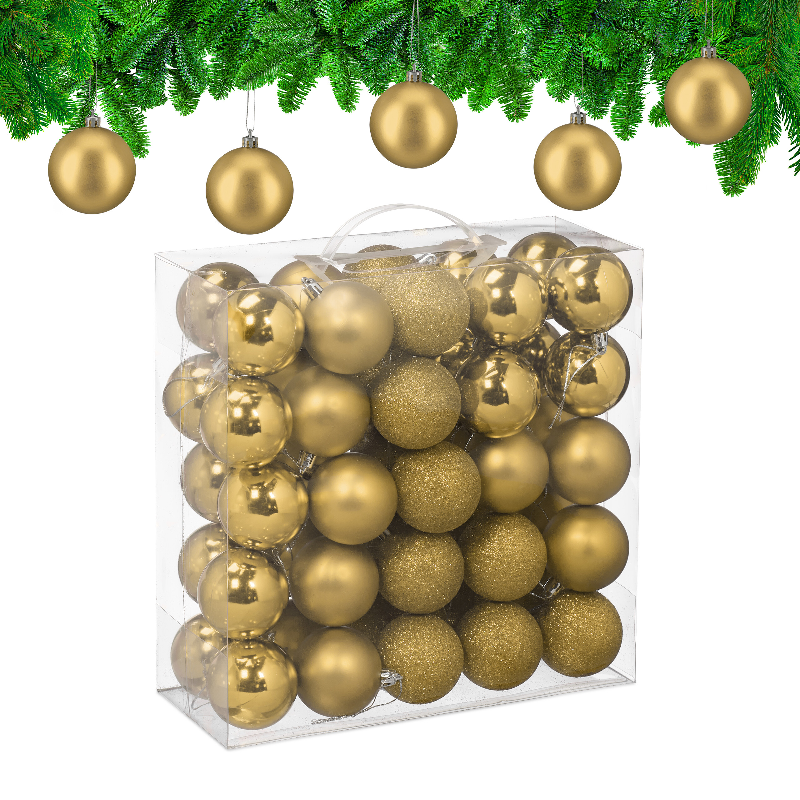 Weihnachtskugeln Tannenbaumdeko Christbaumschmuck Weihnachtskugelset 50er Set - Bild 66 von 77