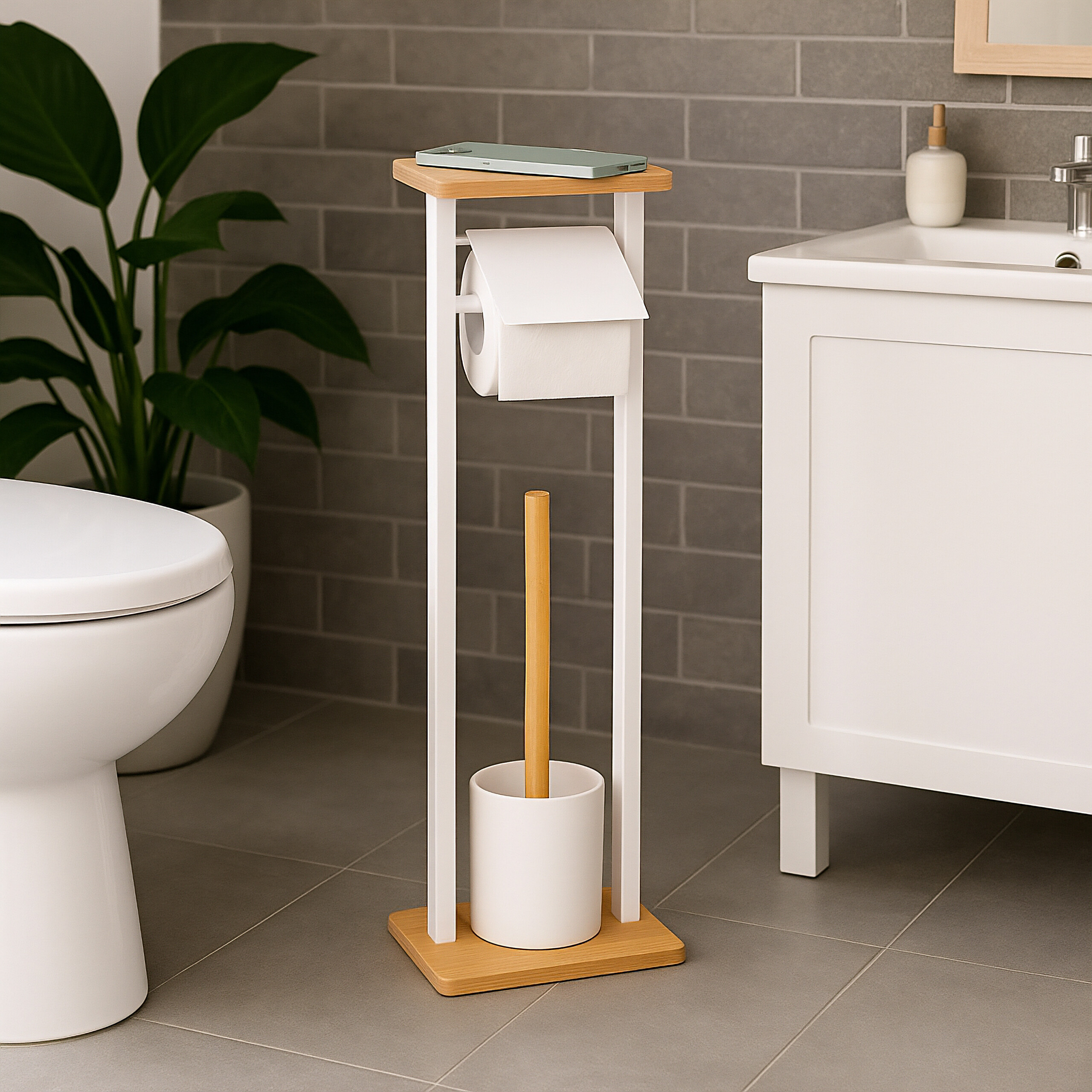 Wc-Garnitur Toilettenbürstengarnitur WC-Rollenhalter Toilettenpapierhalter 