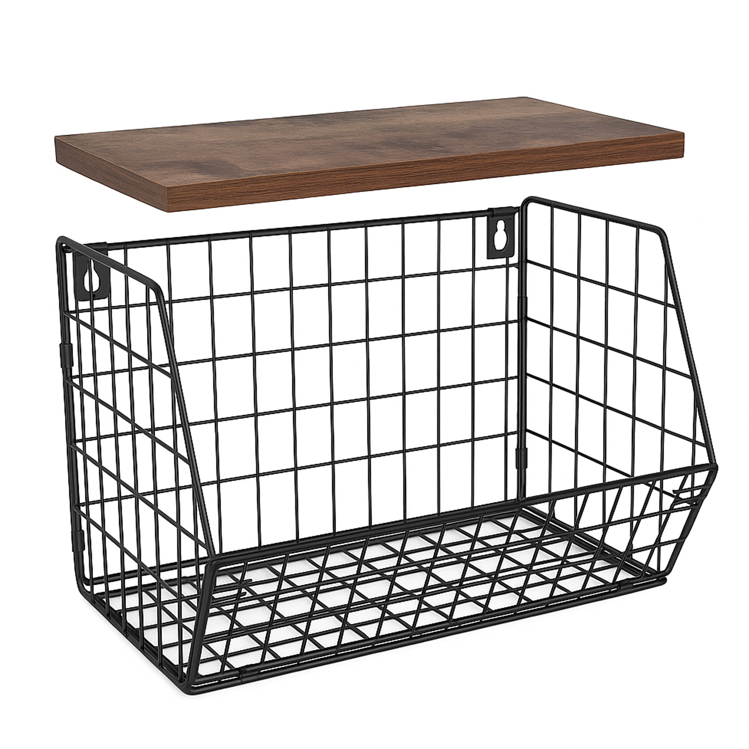 Obstkorb Wandregal Hängeregal Gemüsekorb Metallkorb Korbregal Gitter Wandmontage - Bild 8 von 30