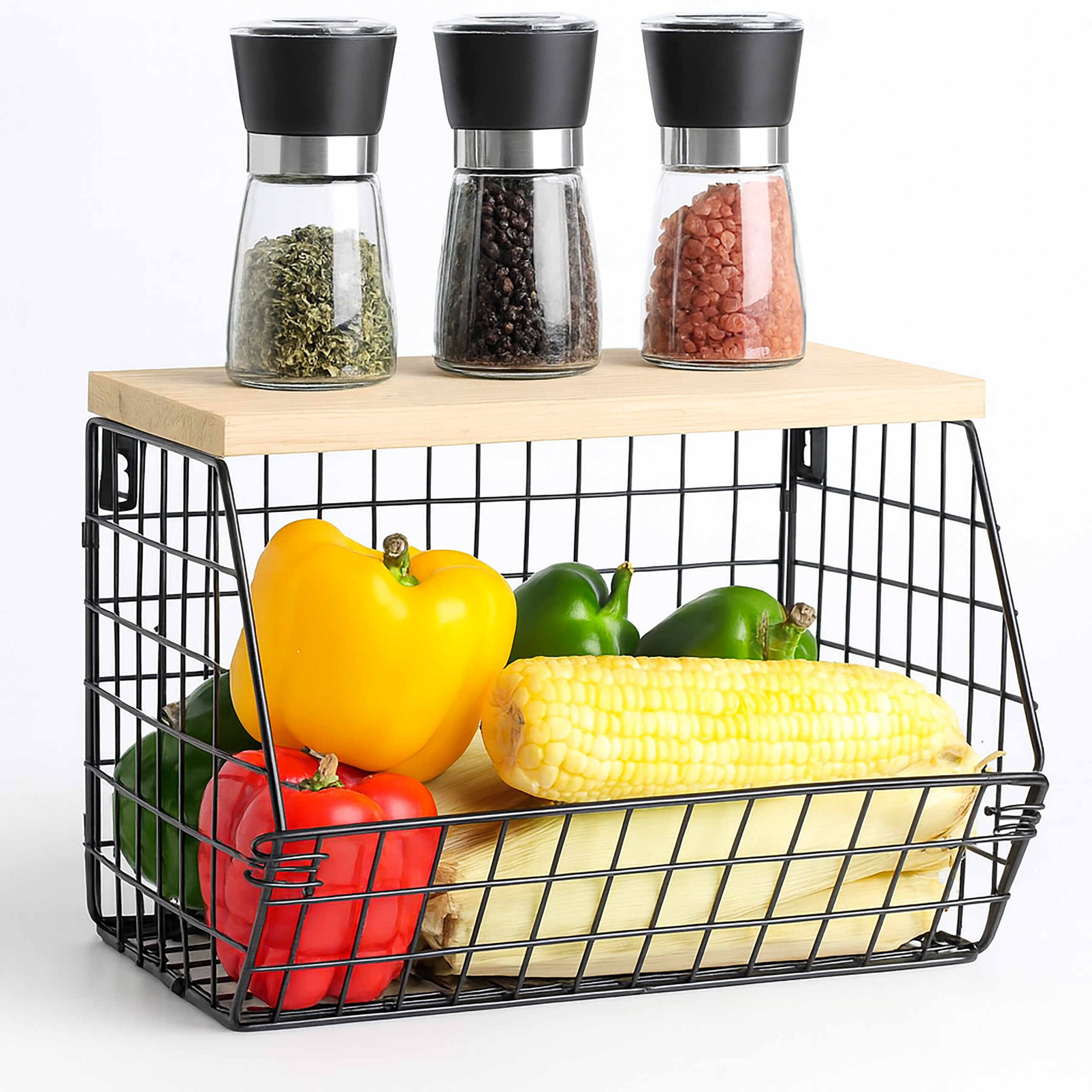 Obstkorb Wandregal Hängeregal Gemüsekorb Metallkorb Korbregal Gitter Wandmontage - Bild 13 von 30