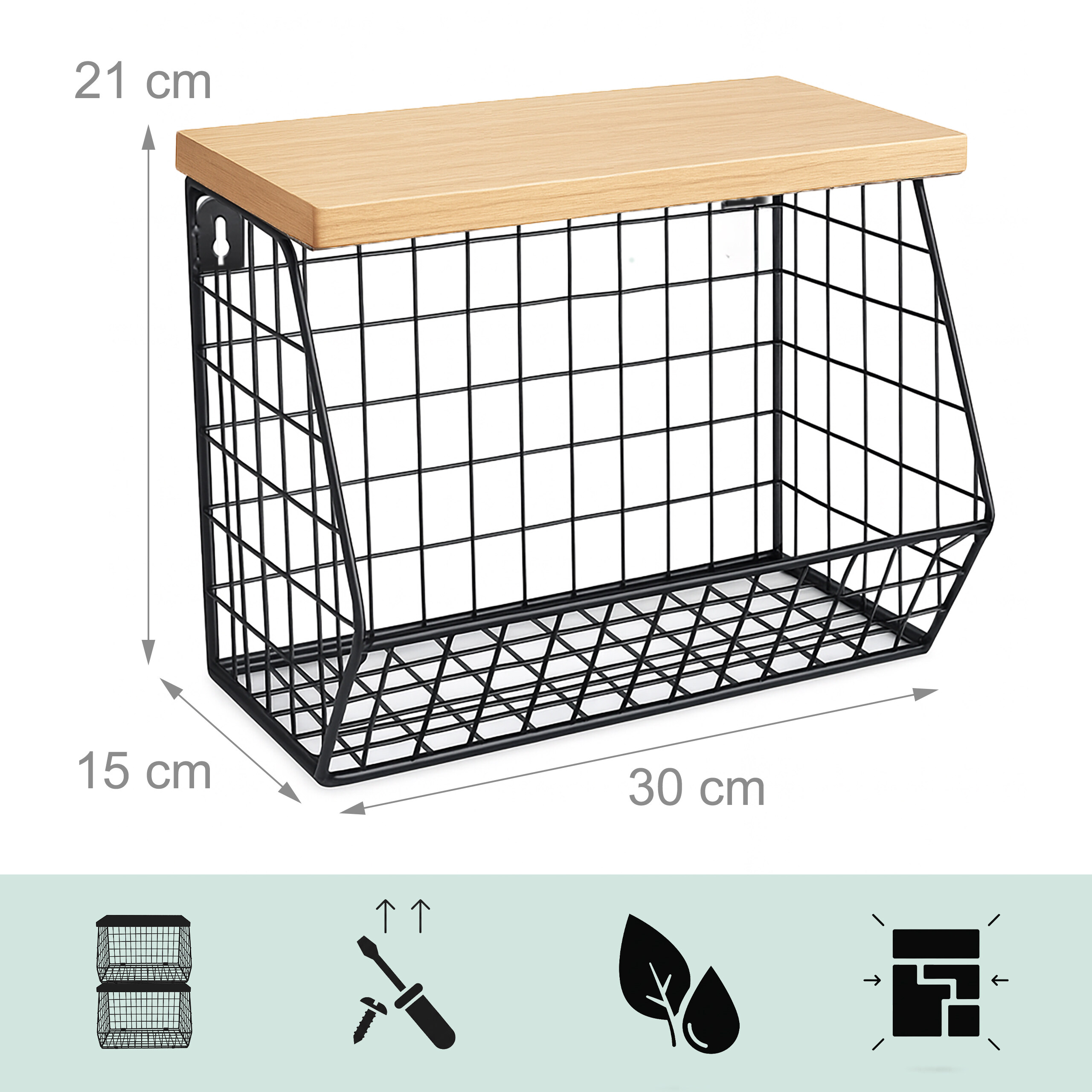 Obstkorb Wandregal Hängeregal Gemüsekorb Metallkorb Korbregal Gitter Wandmontage - Bild 15 von 30