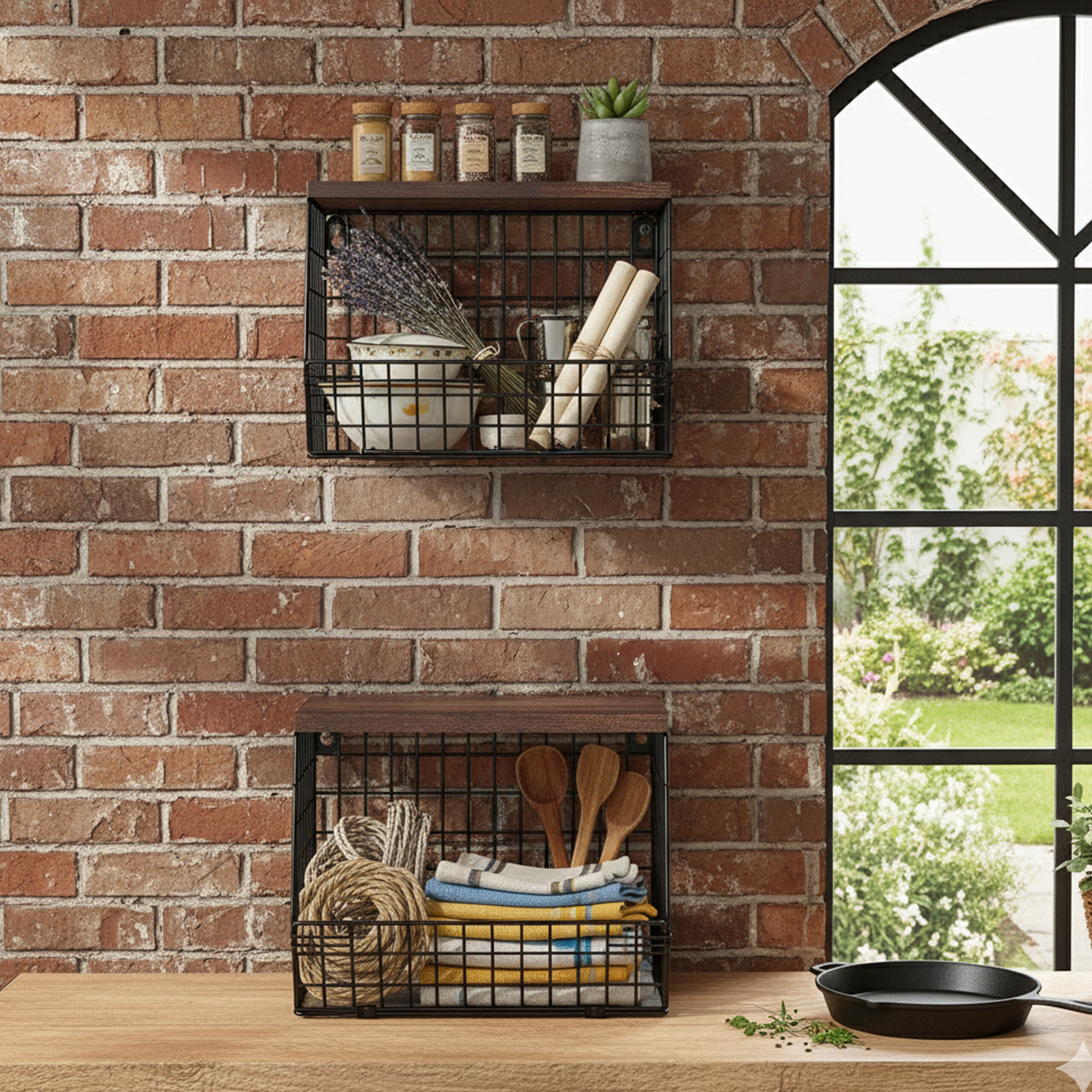 Obstkorb Wandregal Hängeregal Gemüsekorb Metallkorb Korbregal Gitter Wandmontage - Bild 20 von 30