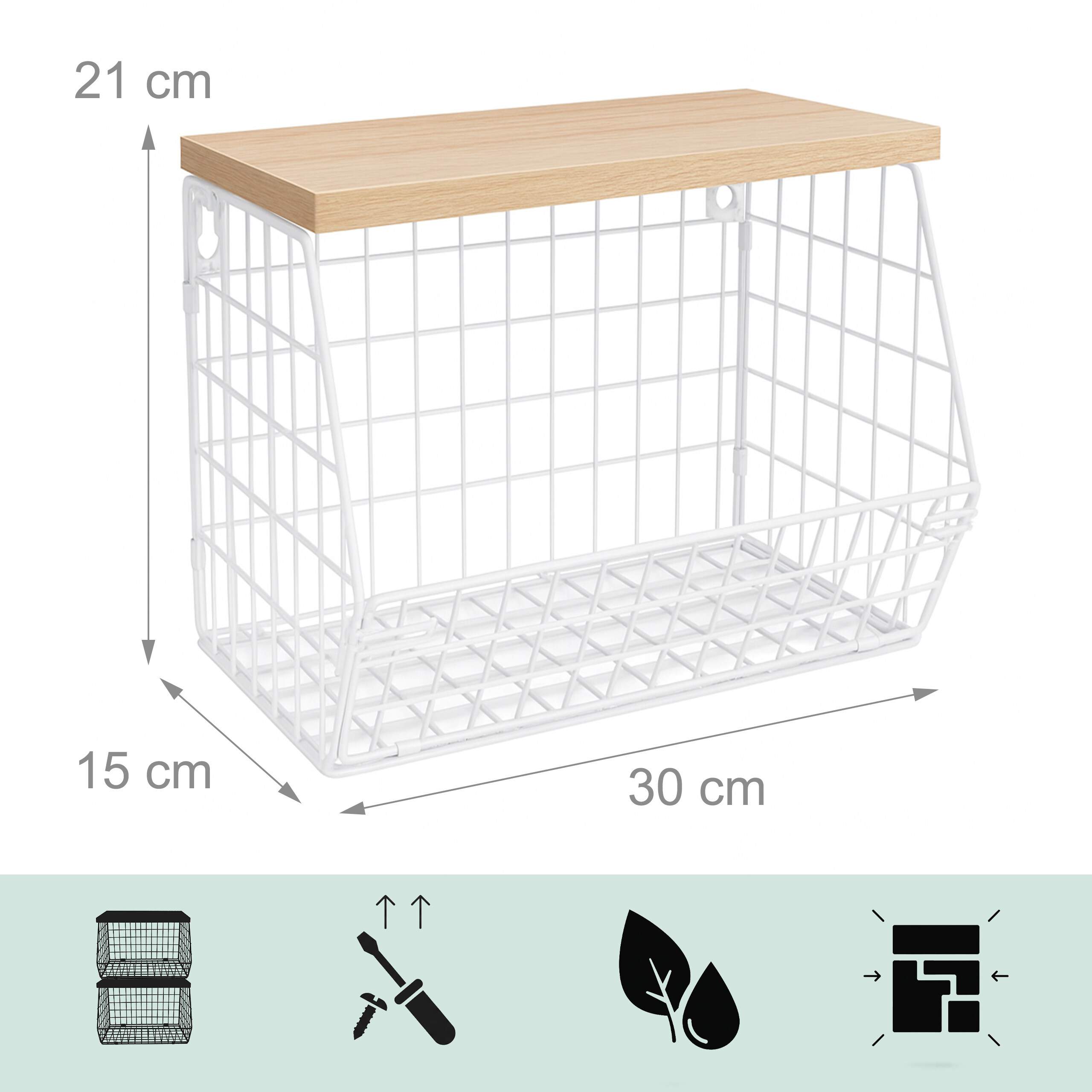 Obstkorb Wandregal Hängeregal Gemüsekorb Metallkorb Korbregal Gitter Wandmontage - Bild 24 von 30