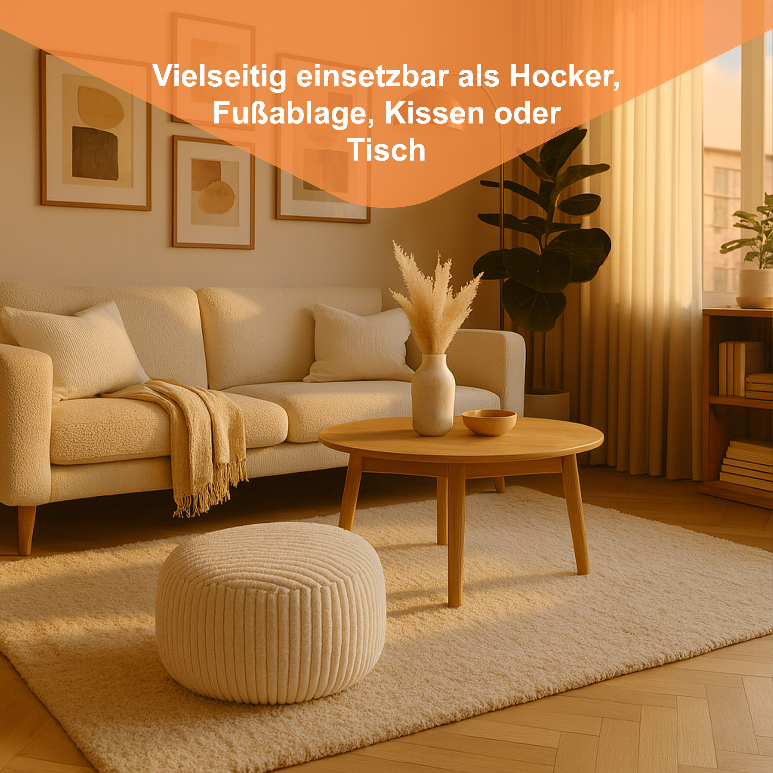 Pouf Hocker Sitzpouf Bodensitzkissen Fußschemel Sofahocker Sitzgelegenheit Cord - Bild 9 von 26