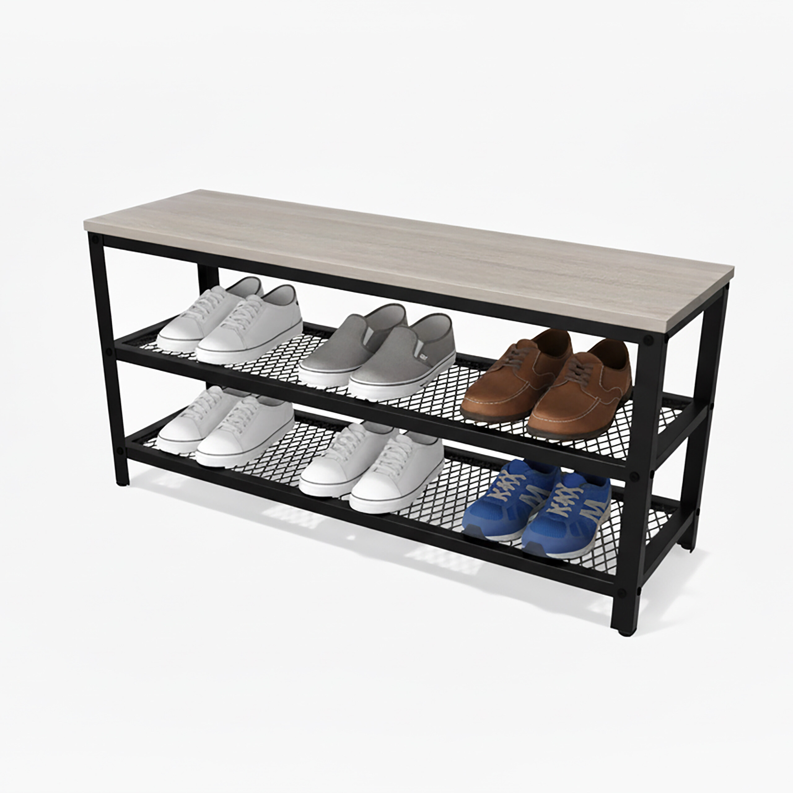 Banquette à chaussures, étagère, meuble porte-chaussures, support