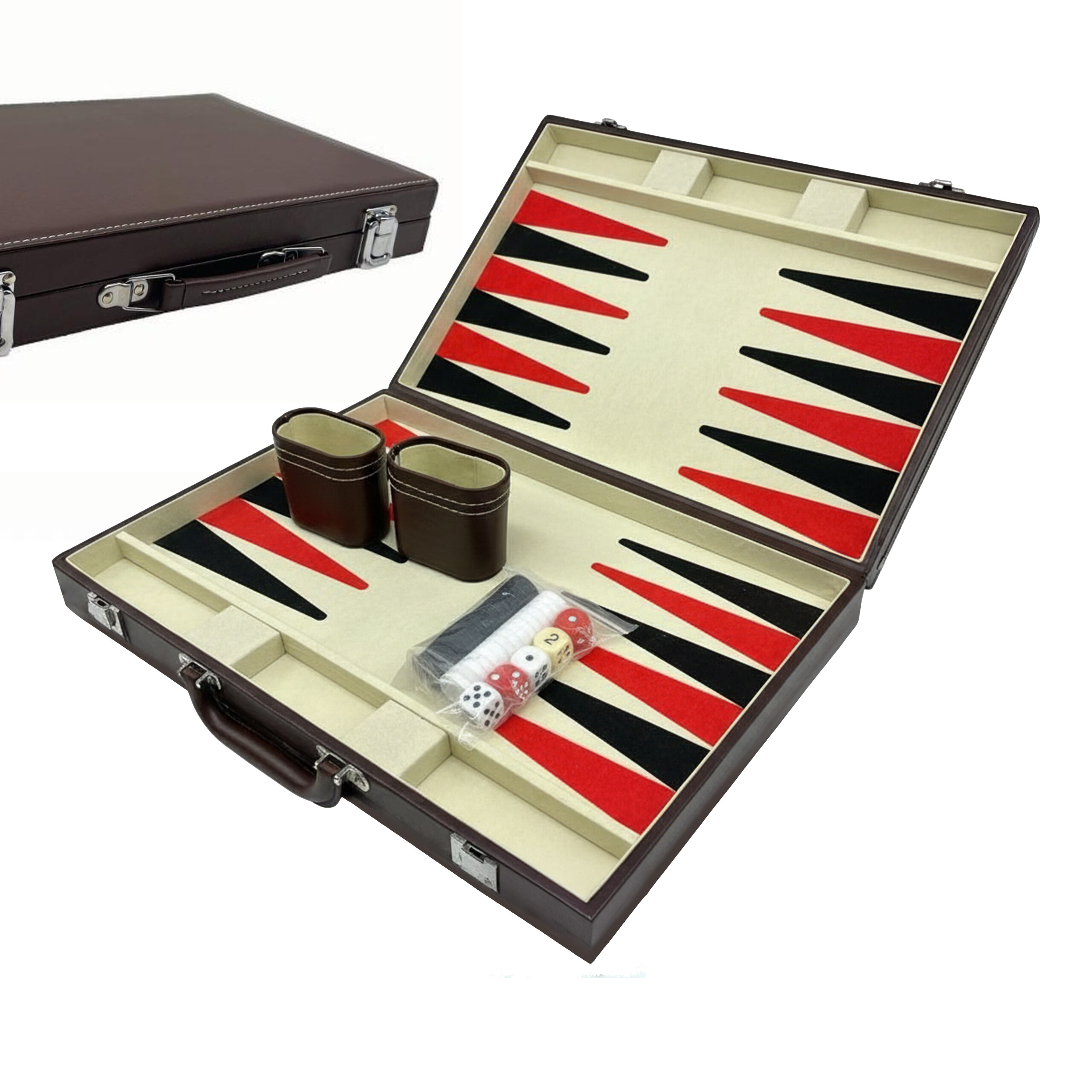 Backgammon Koffer Brettspiel Backgammon-Spiel Backgammon-Set Tavla Spiel braun - Bild 2 von 7