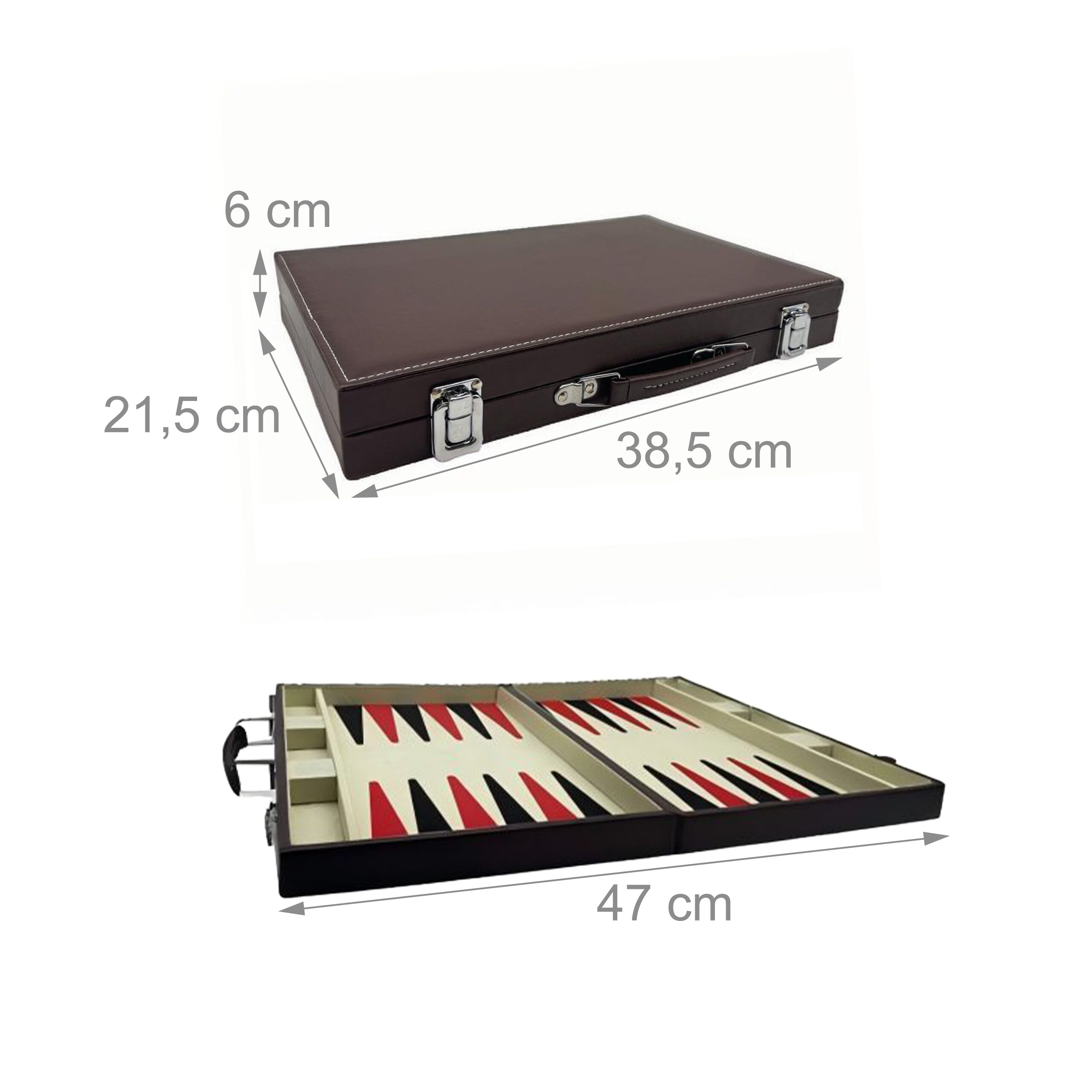 Backgammon Koffer Brettspiel Backgammon-Spiel Backgammon-Set Tavla Spiel braun - Bild 5 von 7