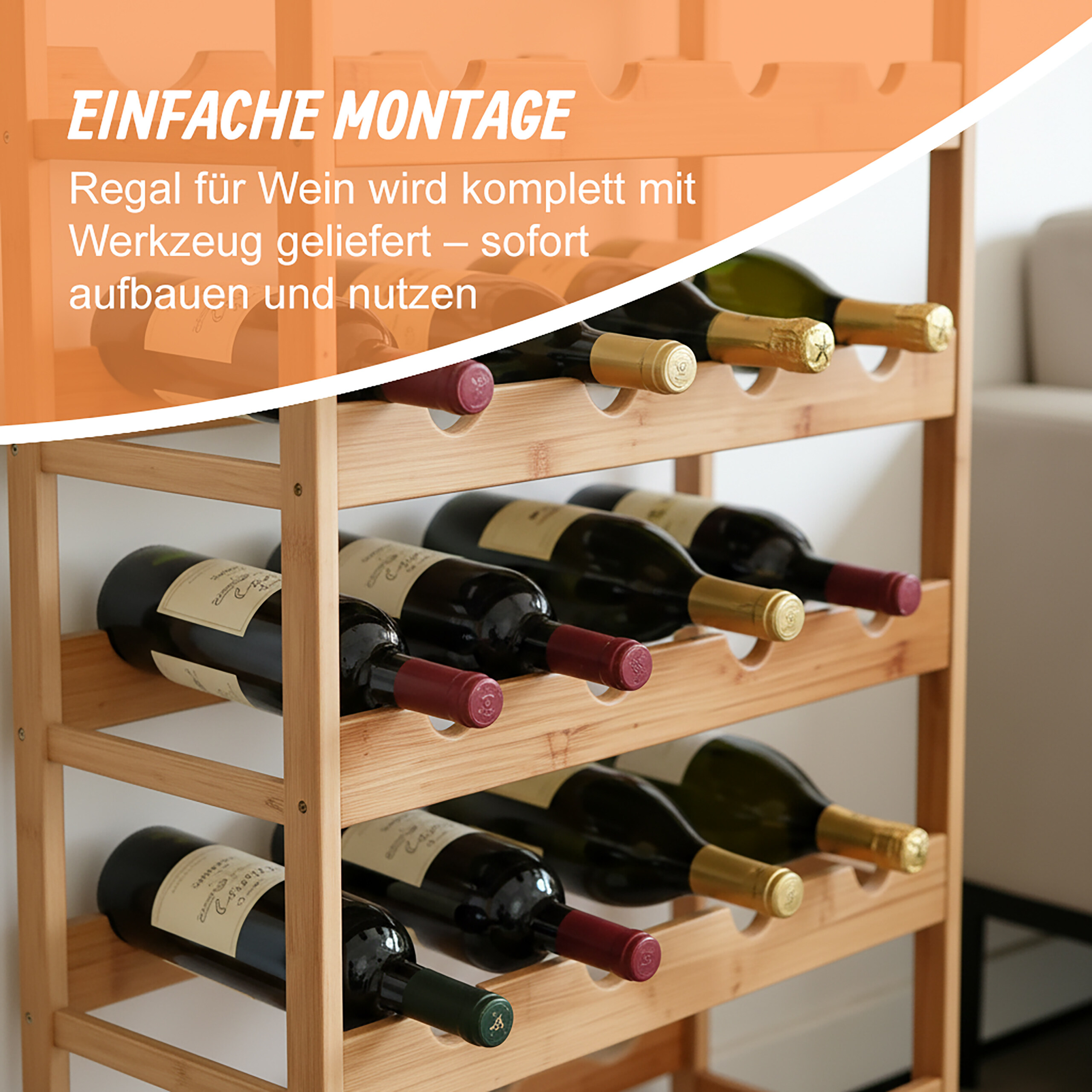 Weinregal Flaschenregal Weinflaschenhalter Weinhalter Flaschenständer Bambus - Produktbild 1