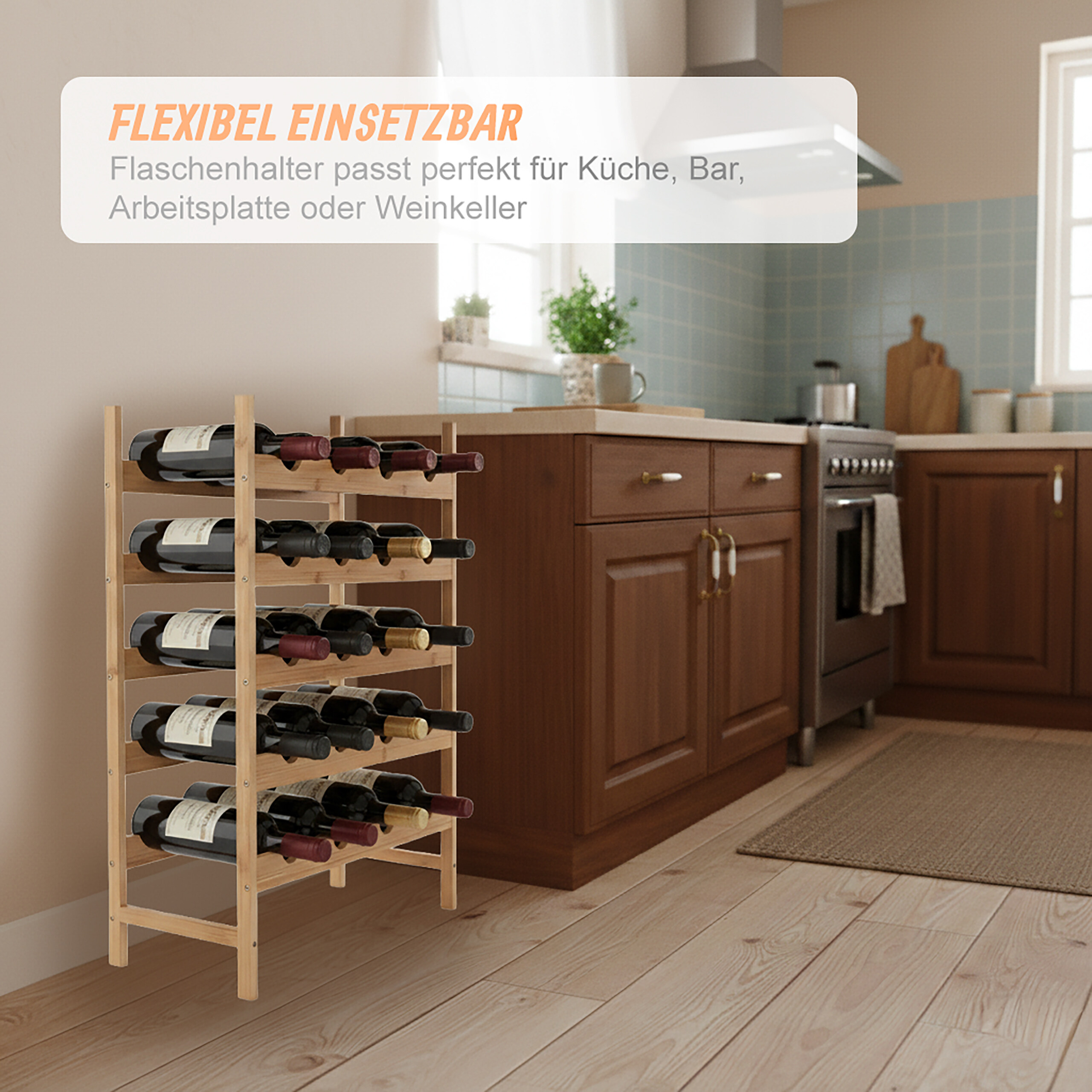 Weinregal Flaschenregal Weinflaschenhalter Weinhalter Flaschenständer Bambus - Produktbild 2
