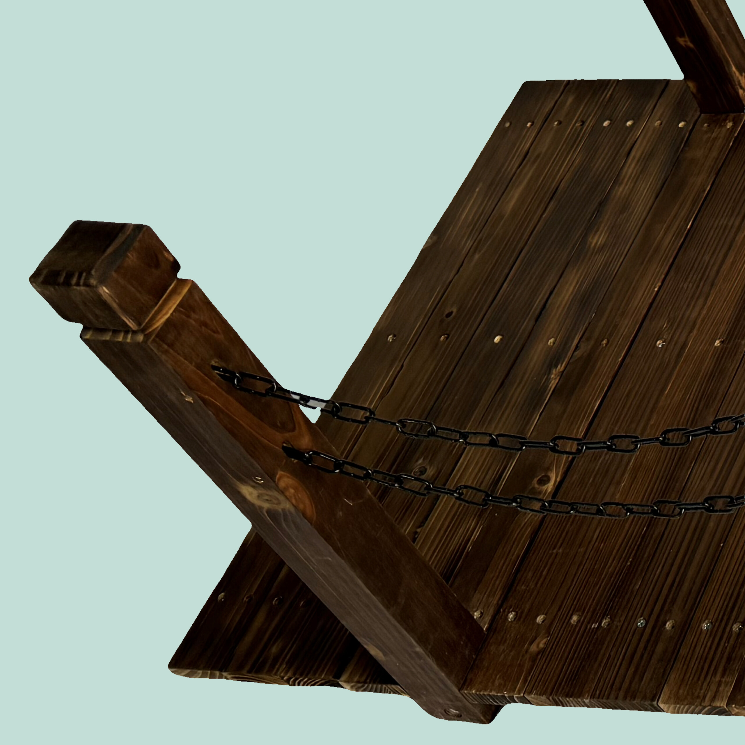 Garden wooden arched bridge, ornamental decorative pond bridge, fir timber - Produktbild 6