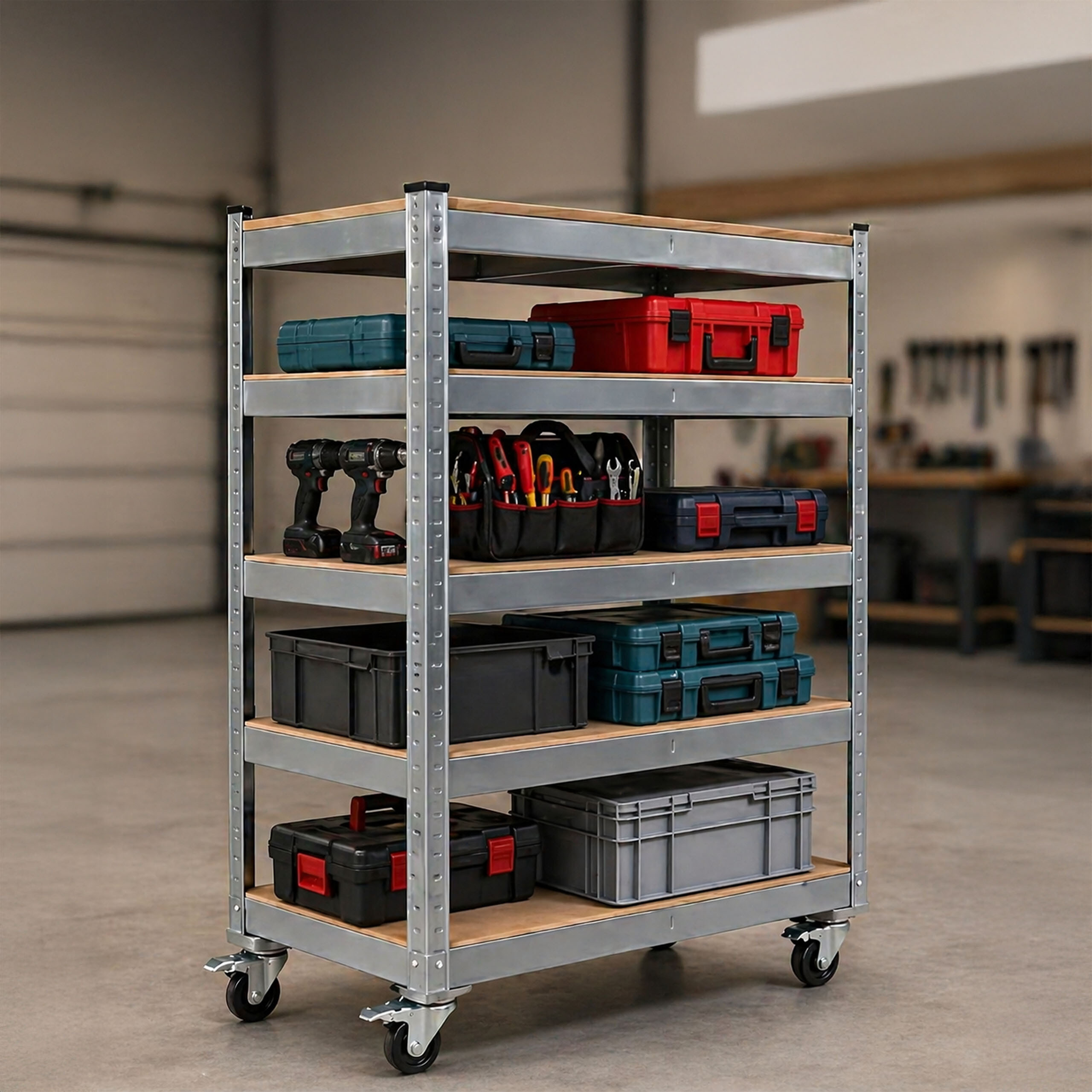 Etagenwagen Werkstattwagen Kommissionierwagen Materialwagen 5 Ebenen mit Rollen - Produktbild 1