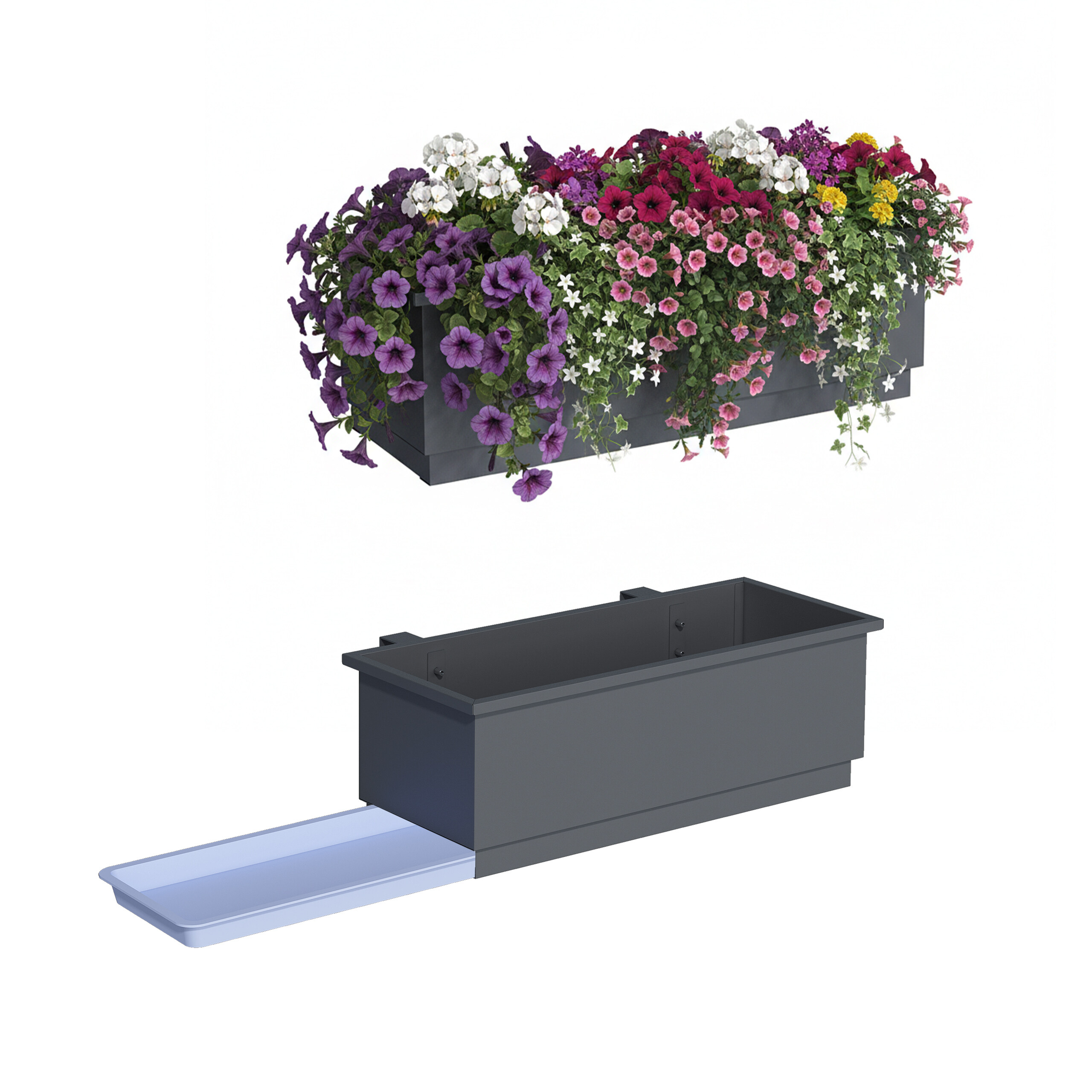Balkonkasten Blumenkasten Geländerkasten Blumenkiste Hänge Pflanzkübel 2er Set