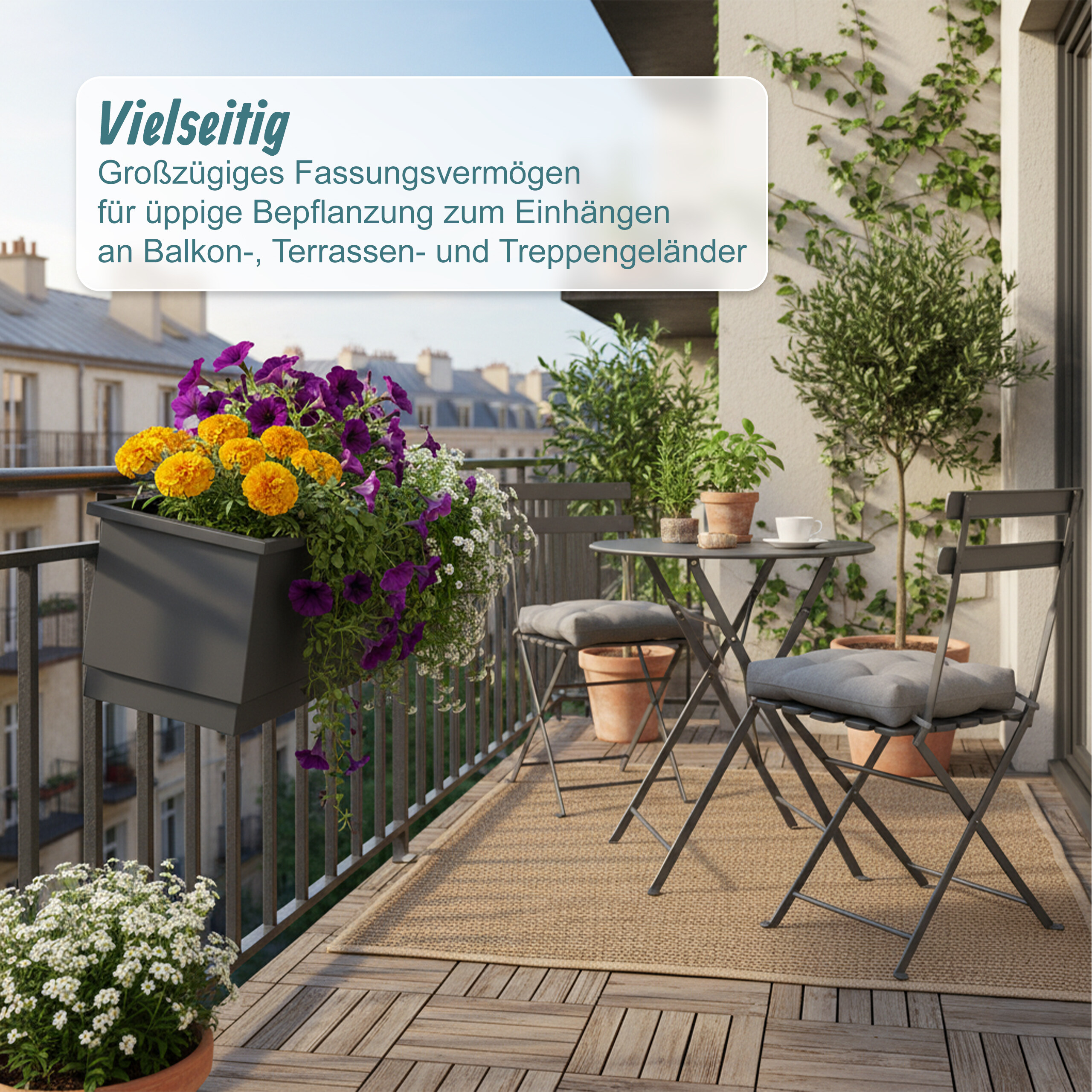 Balkonkasten Blumenkasten Gelnderkasten Blumenkiste Hnge Pflanzkbel 2er  Set | eBay
