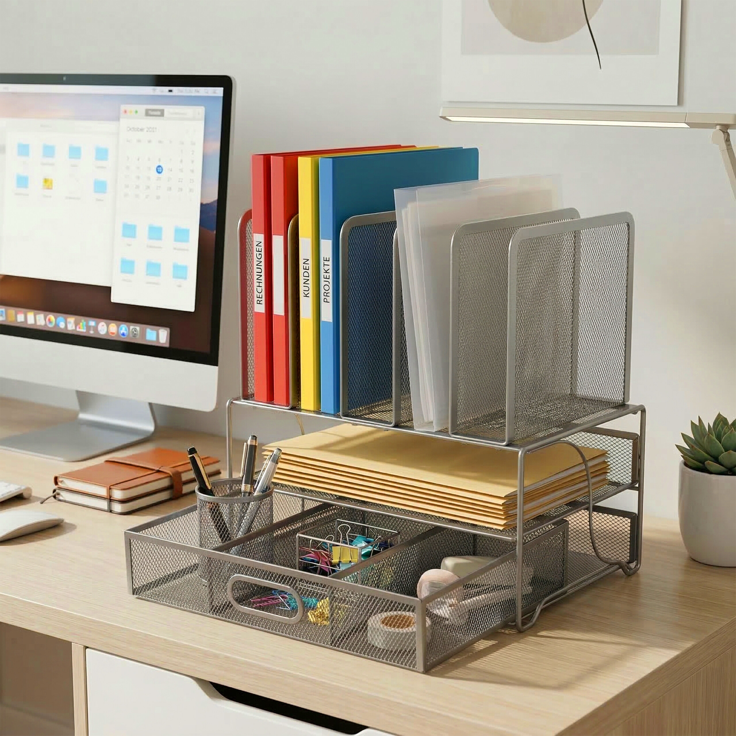 Desk organiser, desk butler, office supplies organiser, pen holder - Produktbild 1