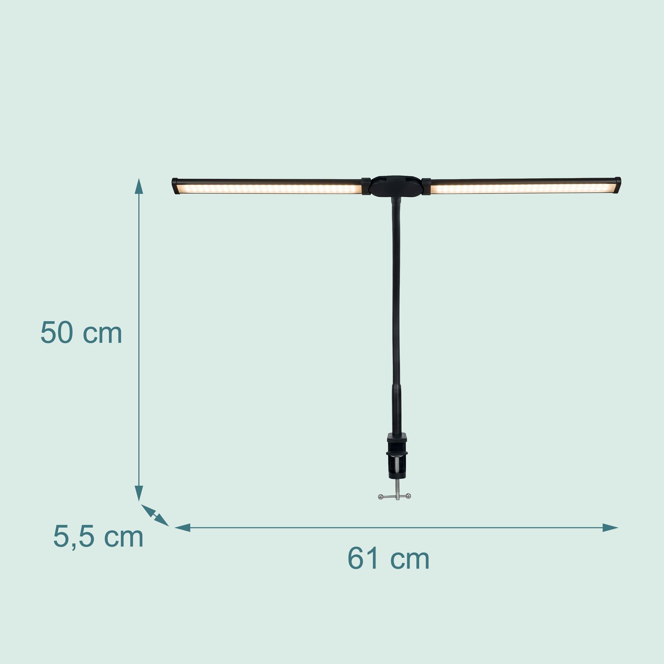 Desk lamp, dual-head clamp lamp, LED, USB inline control - Produktbild 3