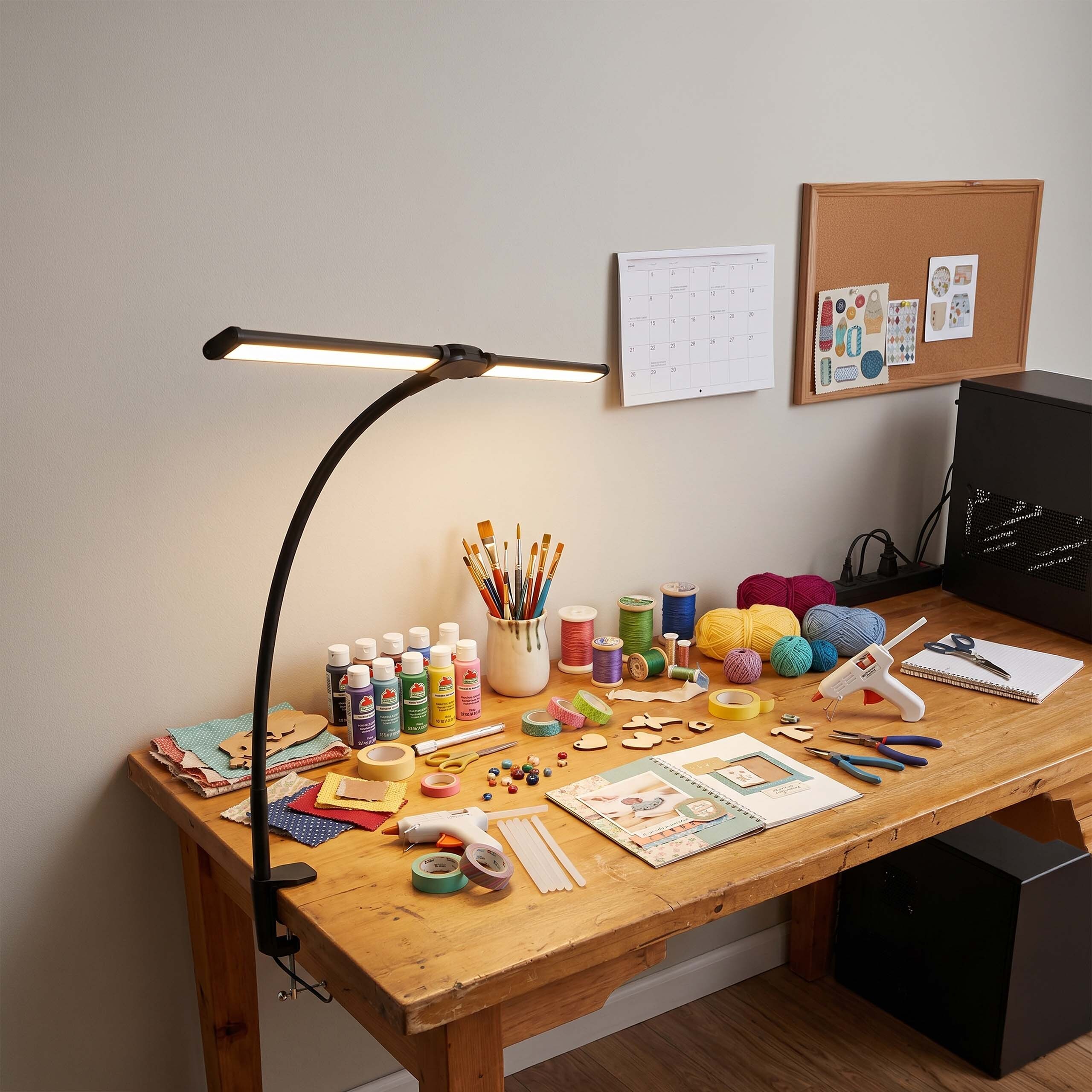 Desk lamp, dual-head clamp lamp, LED, USB inline control - Produktbild 6