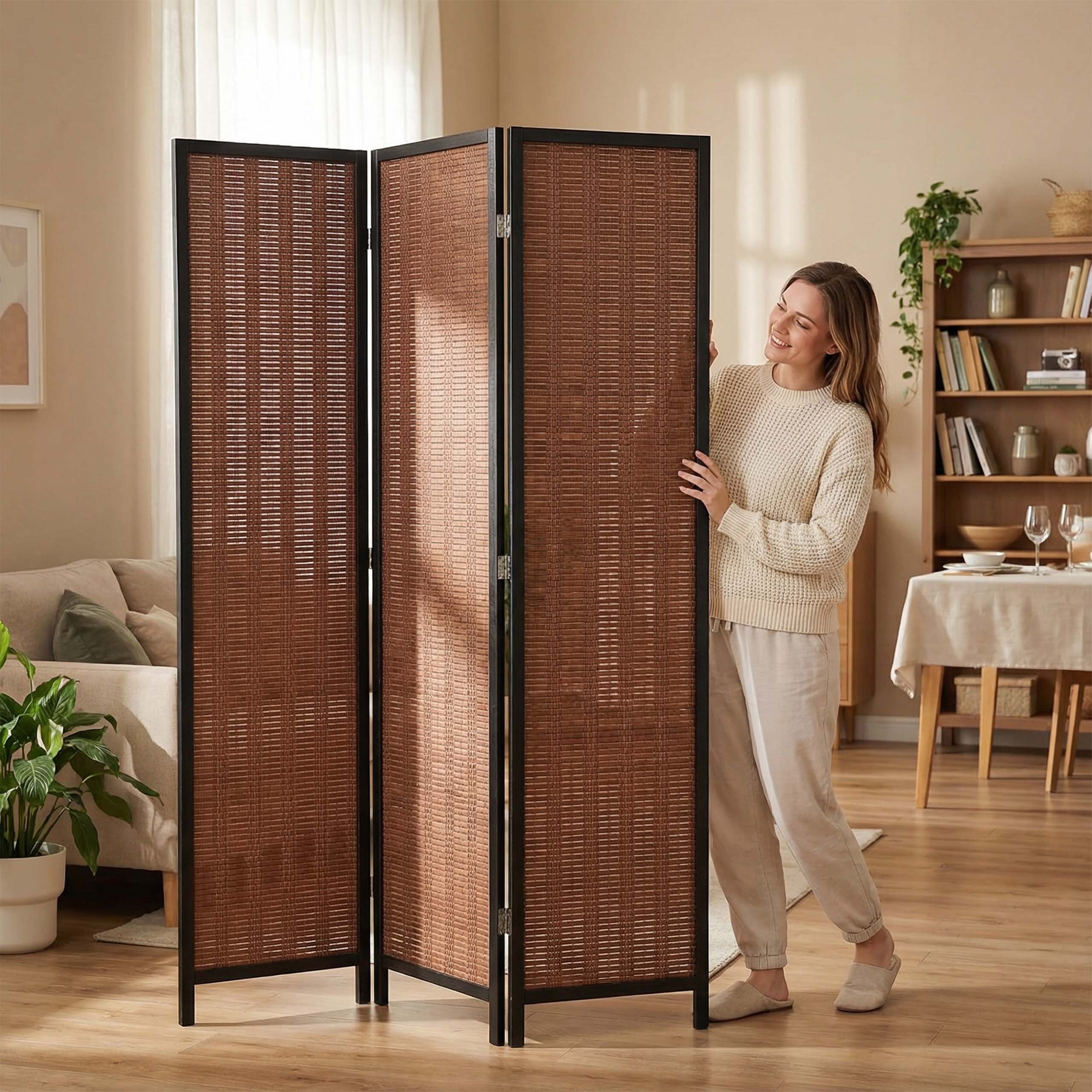 Paravent Raumteiler Stellwand Raumtrenner Zimmertrenner Sichtschutzwand Bambus - Produktbild 6