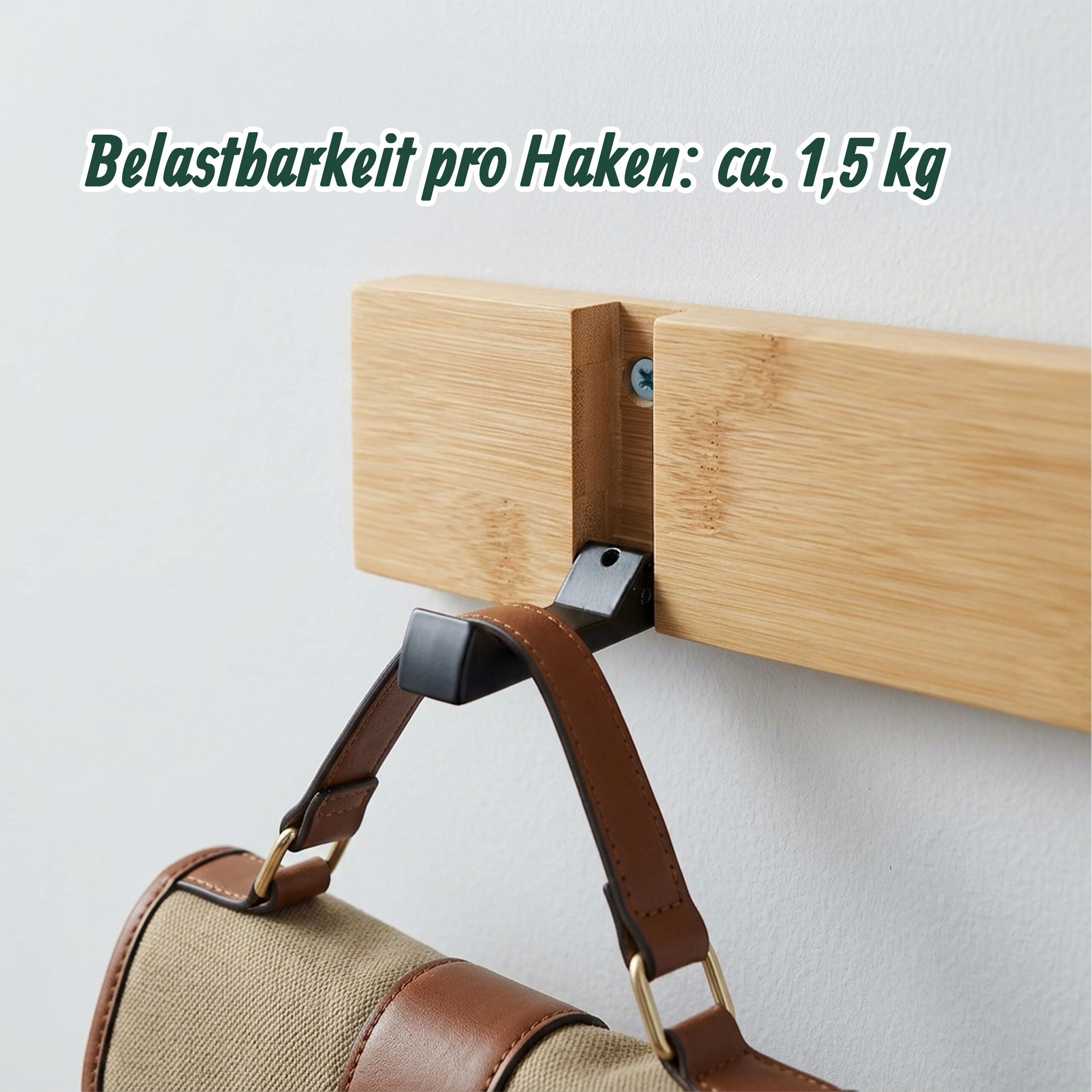 Garderobenleiste Kleiderhaken Garderobenhaken Hakenleiste Wand Garderobe Bambus - Produktbild 4