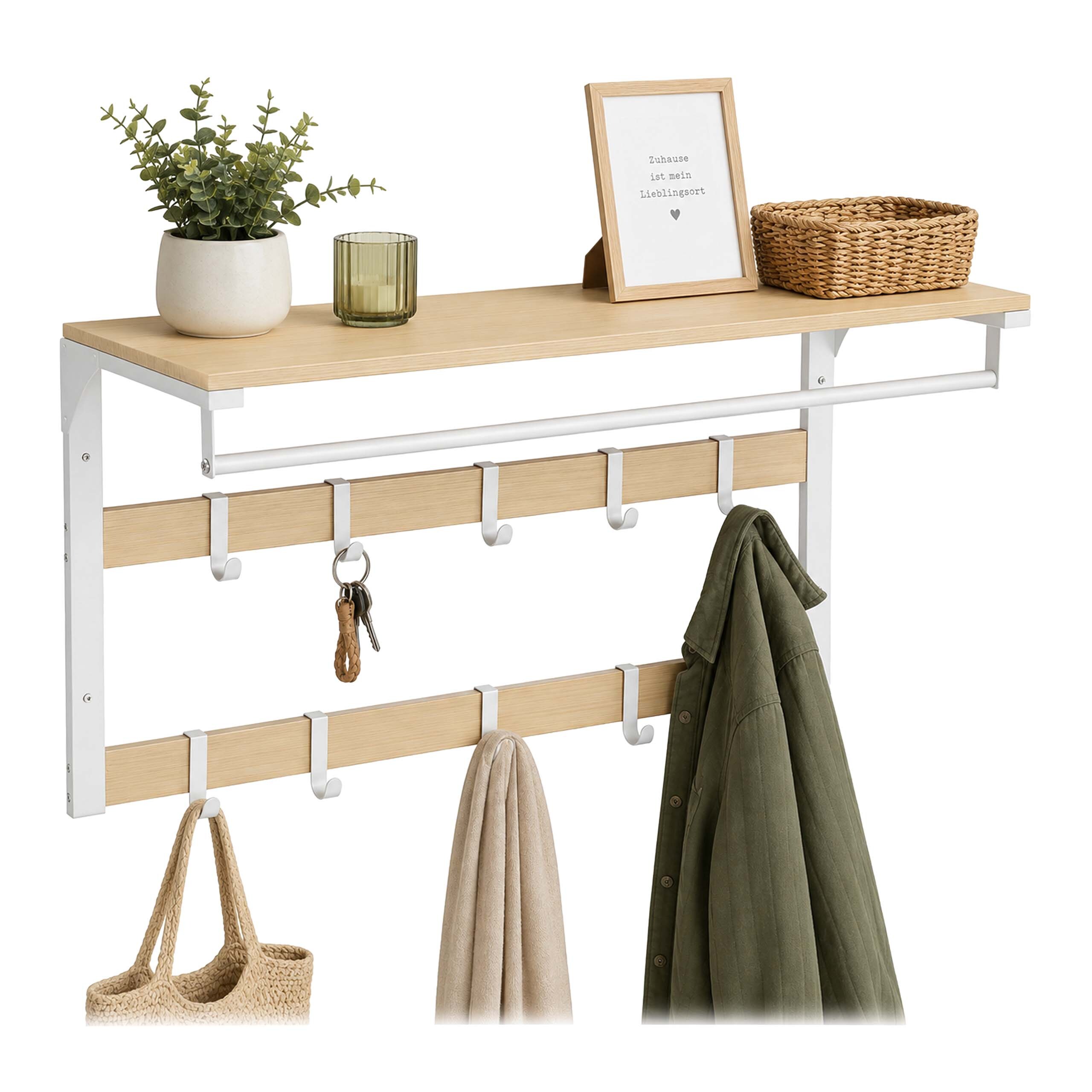 Wandgarderobe Hakenleiste Kleiderstange Hutablage Garderobe 10 Garderobenhaken