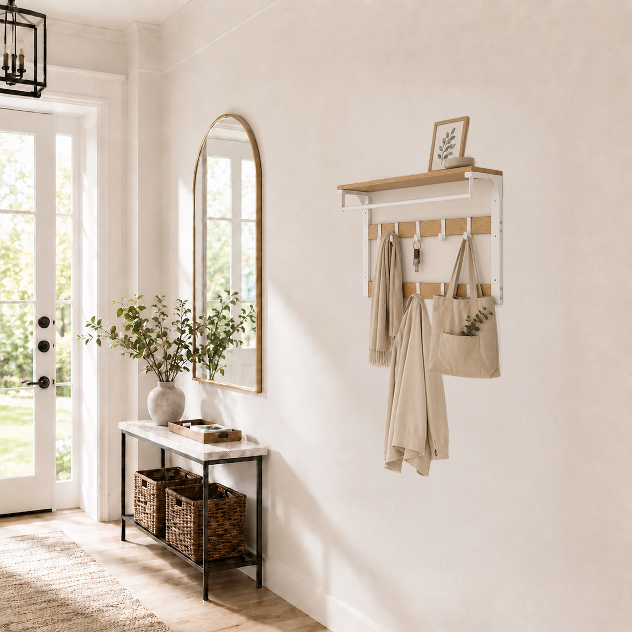 Wandgarderobe Hakenleiste Kleiderstange Hutablage Garderobe 10 Garderobenhaken - Produktbild 1
