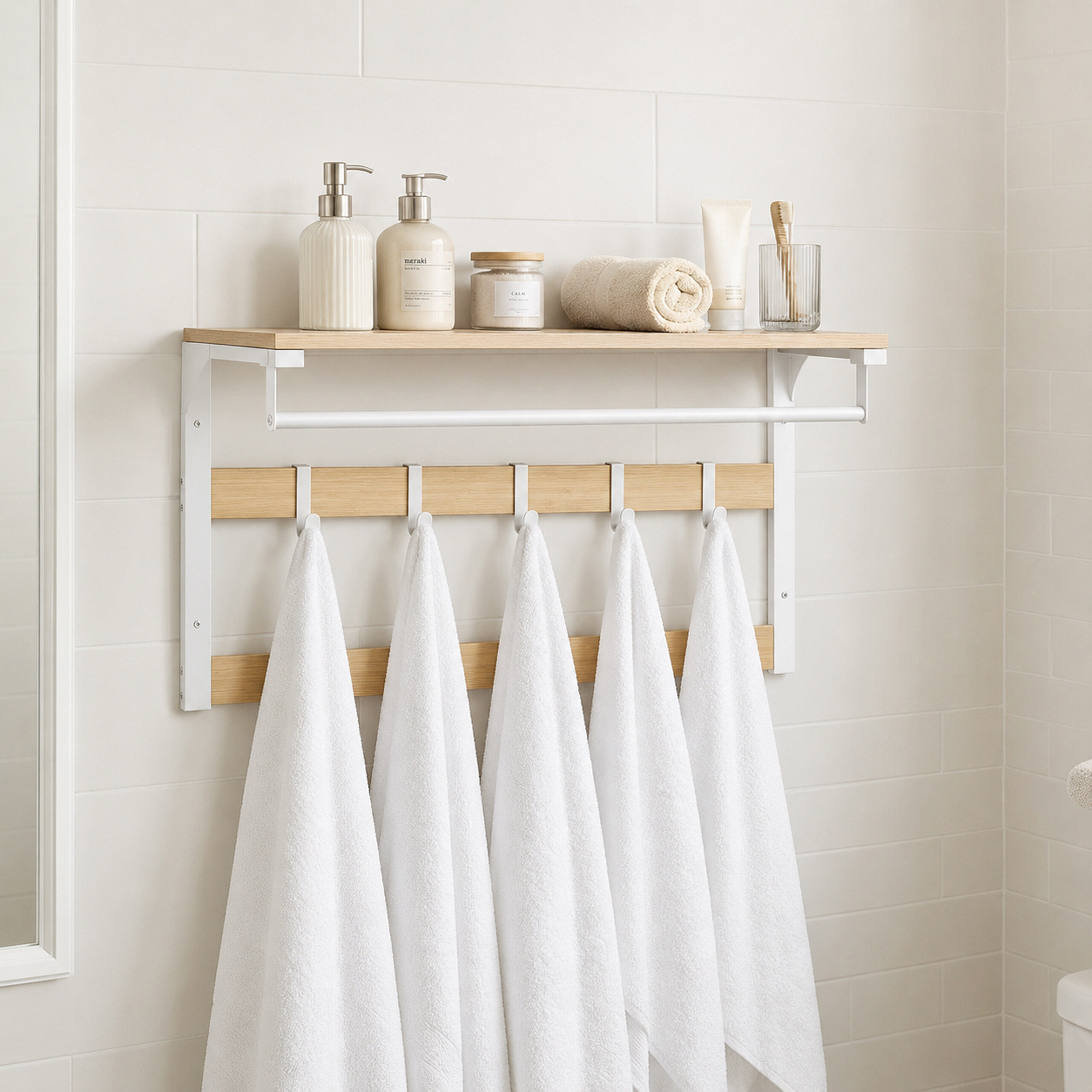 Wandgarderobe Hakenleiste Kleiderstange Hutablage Garderobe 10 Garderobenhaken - Produktbild 2