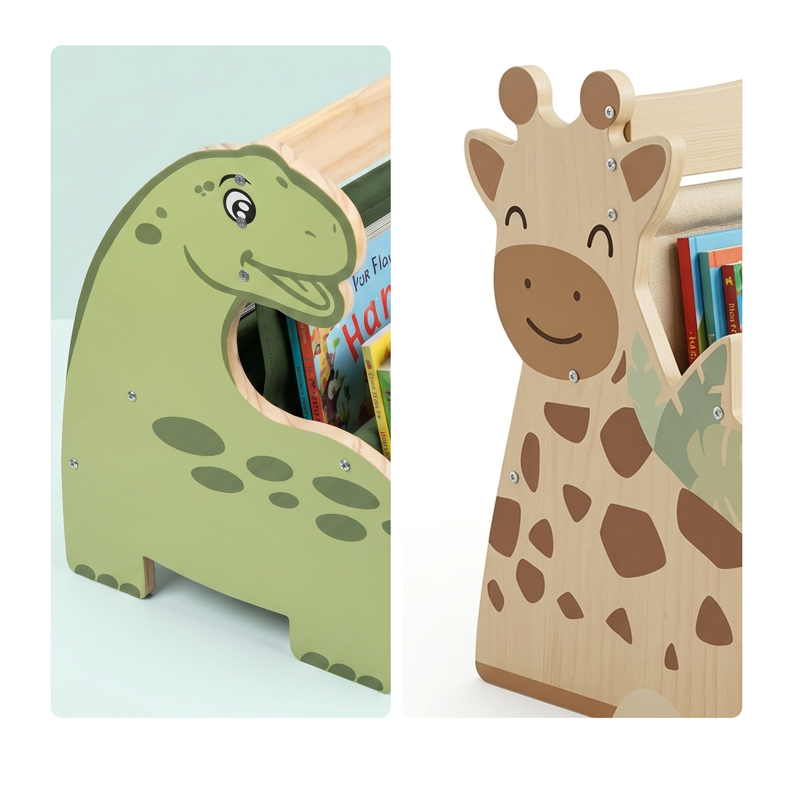 Bücherregal Kinder Kinderbücherregal Kinderregal Kinderbuchregal Holz Stoff - Produktbild 6